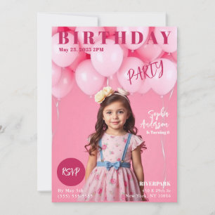 Girls Birthday Party Magazine Hoesje Kaart