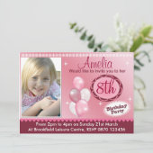 Girls Birthday Photo Invitation - Elke leeftijd Kaart (Staand voorkant)