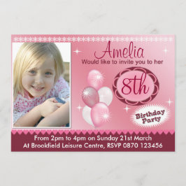 Girls Birthday Photo Invitation - Elke leeftijd Kaart