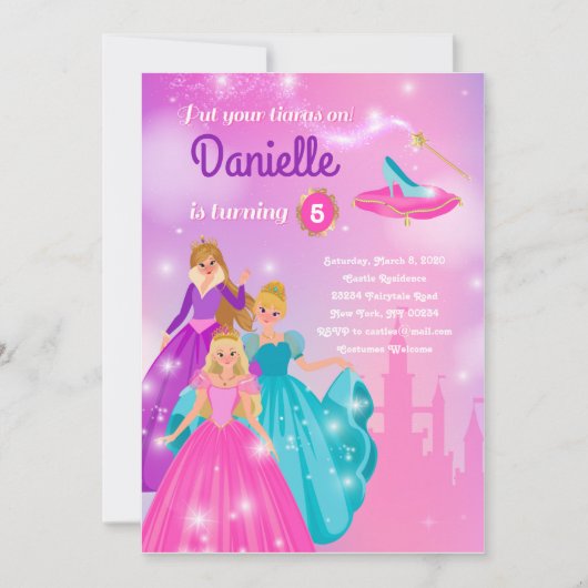 Girl's Birthday - Princess Invitation Kaart (Voorkant)