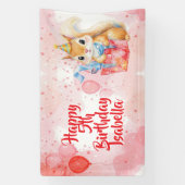 Girl's Birthday Squirrel themed Pink and Red Spandoek (Verticaal)