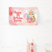 Girl's Birthday Squirrel themed Pink and Red Spandoek (Insitu)