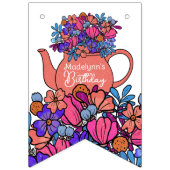 Girls Birthday Tea Party Floral Vlaggetjes (Eerste vlag)