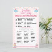 Girls Birthday Tea Party What's Your Posh Name? (Staand voorkant)