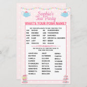 Girls Birthday Tea Party What's Your Posh Name? (Voorkant / Achterkant)