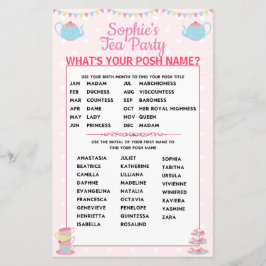 Girls Birthday Tea Party What's Your Posh Name?