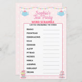 Girls Birthday Tea Party Word Scramble (Voorkant / Achterkant)