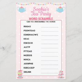 Girls Birthday Tea Party Word Scramble