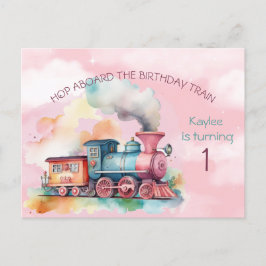 Girls Birthday Train Invitation Briefkaart