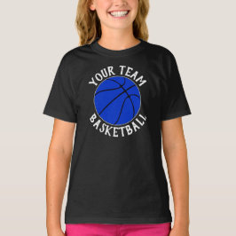 Girls Blue Basketball Team, naam speler & nummer T-shirt