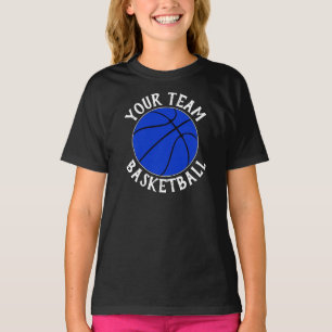 Girls Blue Basketball Team, naam speler & nummer T-shirt