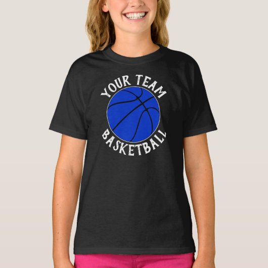 Girls Blue Basketball Team, naam speler & nummer T-shirt (Voorkant)