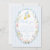 Girls Blue Bow Lemon Birthday Bedankkaart (Voorkant)