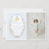 Girls Blue Bow Lemon Birthday Bedankkaart (Voorkant)