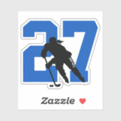 Girls Blue Custom Hockey Player Number Sticker (Vel)