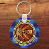 Girls Blue en Gold Cheap Basketball Sleutelhangers (Voorkant)