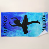 Girls Blue Galaxy Dance Beach Towel met naam Strandlaken (Voorkant)
