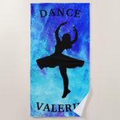 Girls Blue Galaxy Dance Beach Towel met naam Strandlaken (Voorkant)