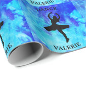 Girls Blue Galaxy Dance Wrapping Paper met naam Cadeaupapier (Rol Hoek)