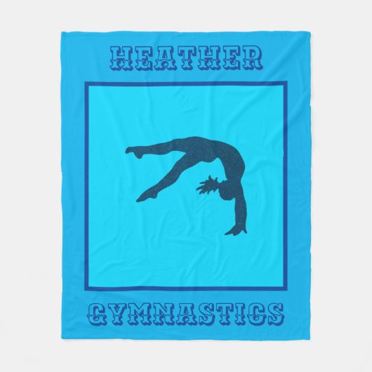 Girls Blue Gymnastics Handspring Fleece Blanket (Voorkant)