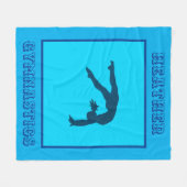 Girls Blue Gymnastics Handspring Fleece Blanket (Voorkant (Horizontaal))