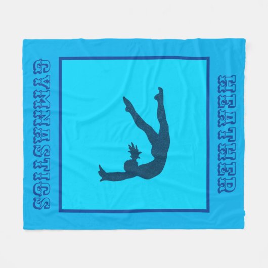Girls Blue Gymnastics Handspring Fleece Blanket (Voorkant (Horizontaal))