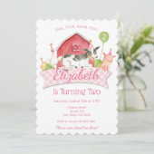 Girls Boerderij Birthday Party Invitation Kaart (Staand voorkant)