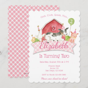 Girls Boerderij Birthday Party Invitation Kaart