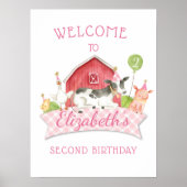Girls BOERDERIJ Birthday Party Welcome Poster (Voorkant)