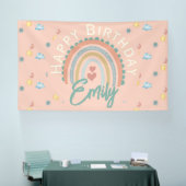 Girl's Boho Rainbow Dreams Lichtkoraal Spandoek (Beurs)