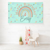 Girl's Boho Rainbow Dreams Mint groen Spandoek (Insitu)
