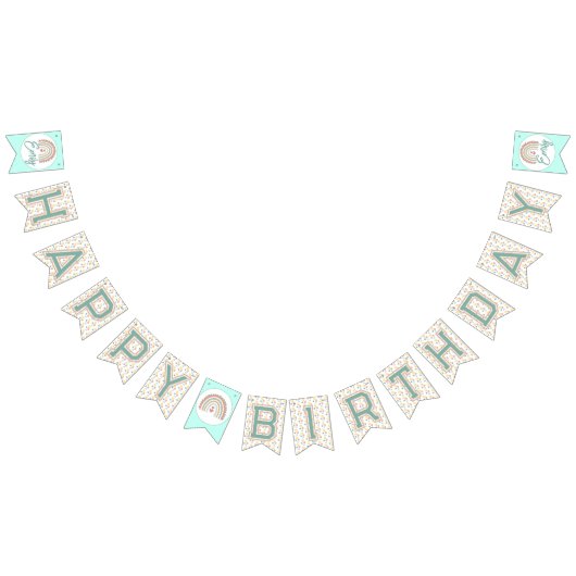 Girl's Boho Verjaardag Magic Mint groen Vlaggetjes (Alle)