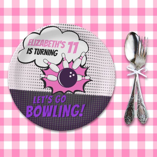 Girls' Bowling Birthday Bash Papieren Bordje