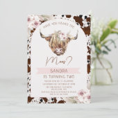 Girls Brown Highland Koe Koe Afdrukdag Kaart (Staand voorkant)