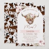 Girls Brown Highland Koe Koe Afdrukdag Kaart (Voorkant / Achterkant)
