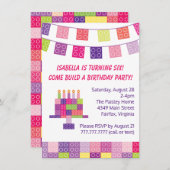 Girl's Building Bricks Blokkeert Verjaardagsfeest Kaart (Voorkant / Achterkant)