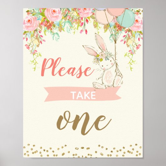 Girls Bunny Favor Sign 8 x 10 inch Poster (Voorkant)