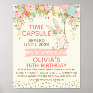 Girls Bunny Time Capsule Sign 8 x 10 inch Poster