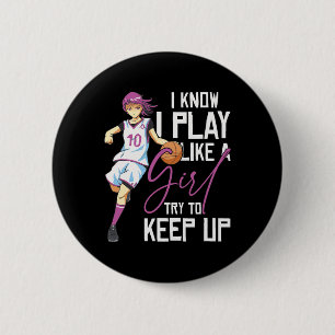 Girls by sketchbyll Ik weet dat ik speel als een m Ronde Button 5,7 Cm