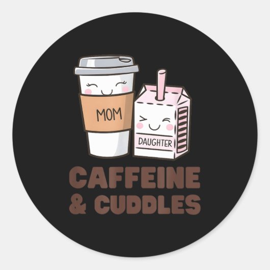 Girls Caffeine &amp; Cuddles Twinning Coffee Juice Ronde Sticker (Voorkant)