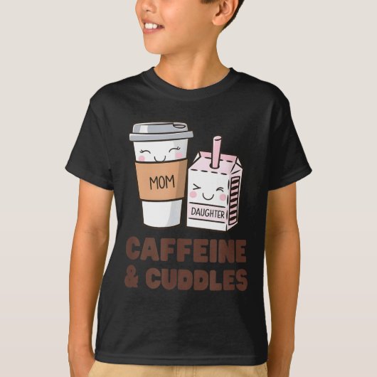 Girls Caffeine & Cuddles Twinning Coffee Juice T-shirt (Voorkant)