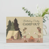 Girls Camp Out Birthday Party Kaart (Staand voorkant)