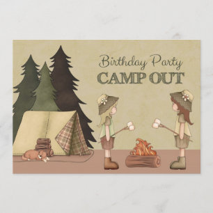 Girls Camp Out Birthday Party Kaart