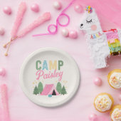Girl's Camping Party Plates Papieren Bordje (Feest)