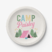 Girl's Camping Party Plates Papieren Bordje (Voorkant)