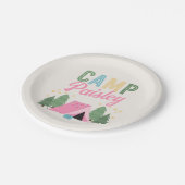 Girl's Camping Party Plates Papieren Bordje (Gekanteld)