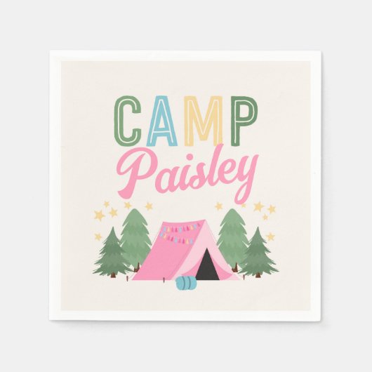 Girl's Camping Party Servetten (Voorkant)