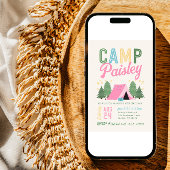 Girl's Camping Uitnodiging Verjaardag