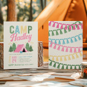 Girl's Camping Uitnodiging Verjaardag