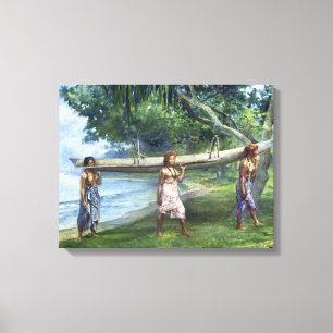 "Girls Carrying a Canoe" - John LaFarge Canvas Afdruk